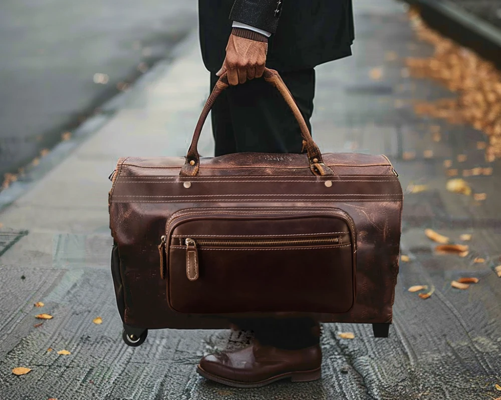 luxury leather carry on bags